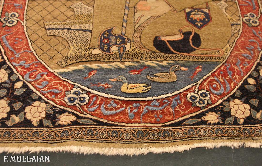 Tapis Persan Antique Kashan Mohtasham n°:98085310